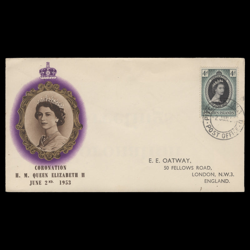 Pitcairn Islands 1953 (FDC) 4d Coronation