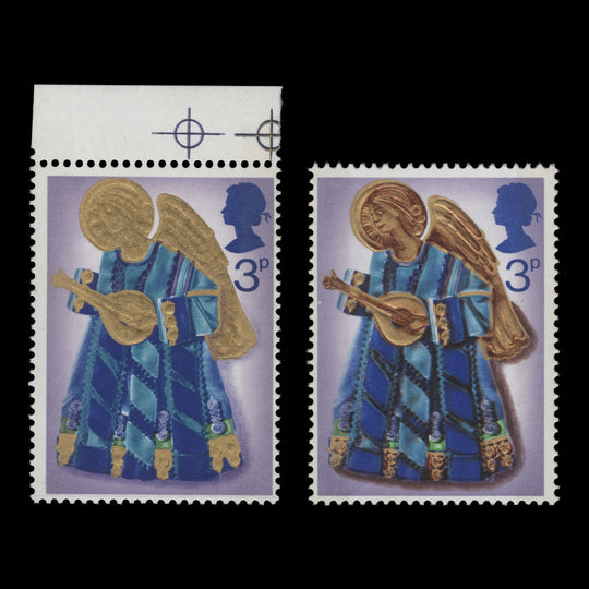 Great Britain 1972 (Variety) 3p Christmas missing red-brown