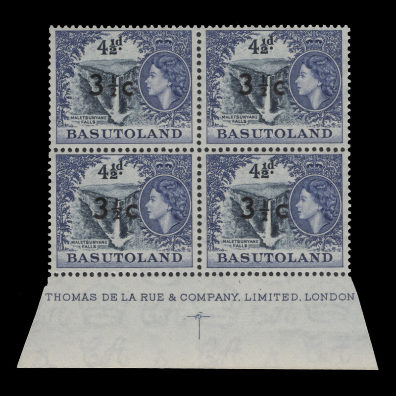Basutoland 1961 (MNH) 3½c/4½d Maletsunyane Falls imprint block, type I