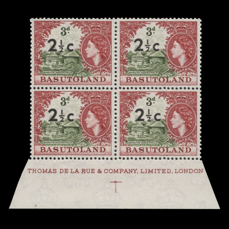 Basutoland 1961 (MNH) 2½c/3d Basuto Household imprint block, type I