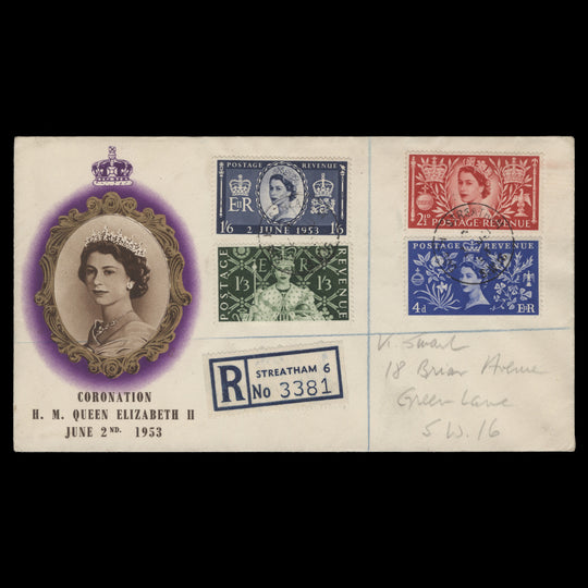 Great Britain 1953 Coronation first day cover, SOUTH STREATHAM