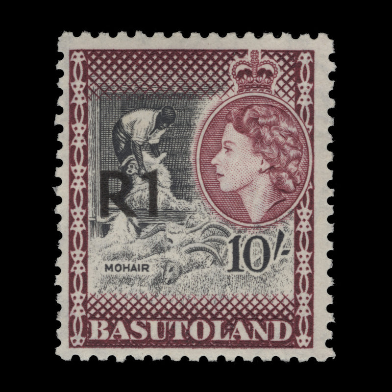 Basutoland 1961 (MNH) R1/10s Mohair with type I surcharge