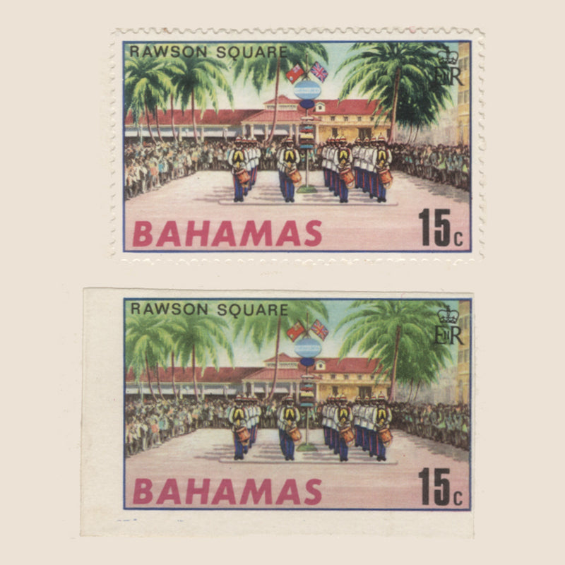 Bahamas 1969 Rawson Square imperf proof on presentation card