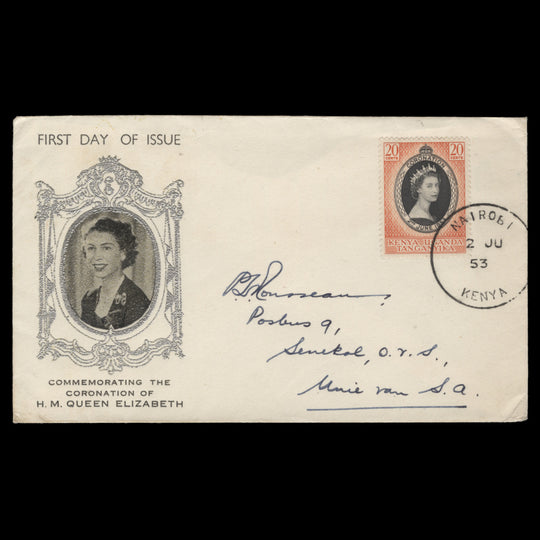 Kenya Uganda Tanganyika 1953 (FDC) 20c Coronation, NAIROBI