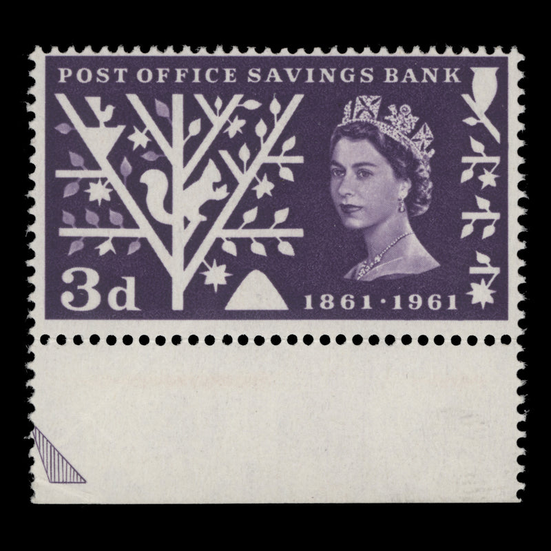 Great Britain 1961 (Error) 3d POSB missing orange-brown, Timson