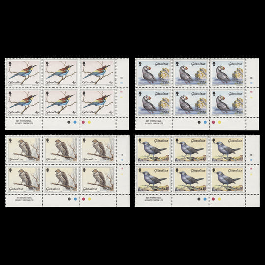 Gibraltar 1988 (MNH) Birds traffic light/plate blocks