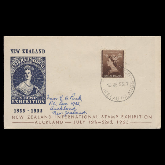 Tokelau 1953 (FDC) 3d Coronation, NUKUNONO