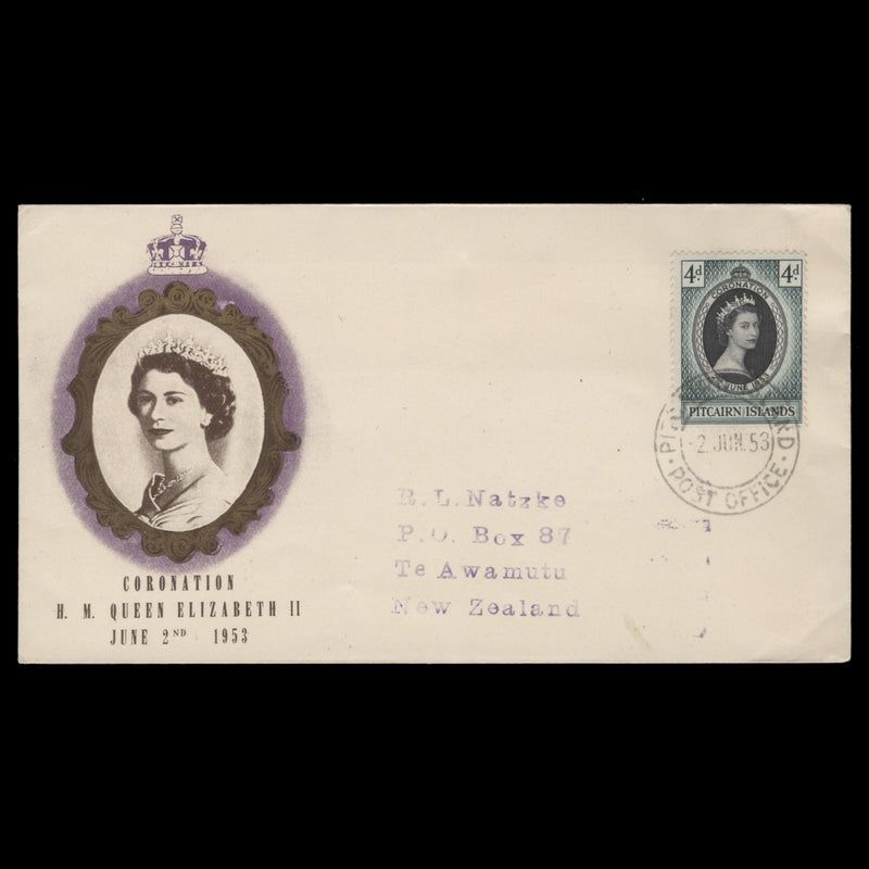 Pitcairn Islands 1953 (FDC) 4d Coronation