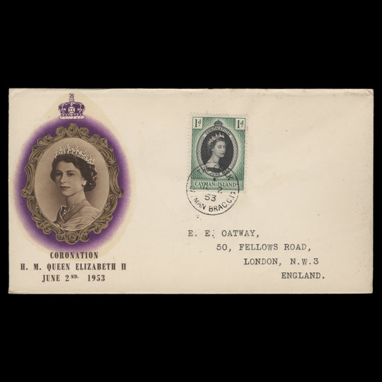 Cayman Islands 1953 (FDC) 1d Coronation, THE CREEK
