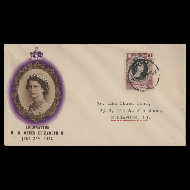 Perak 1953 (FDC) 10c Coronation, IPOH A