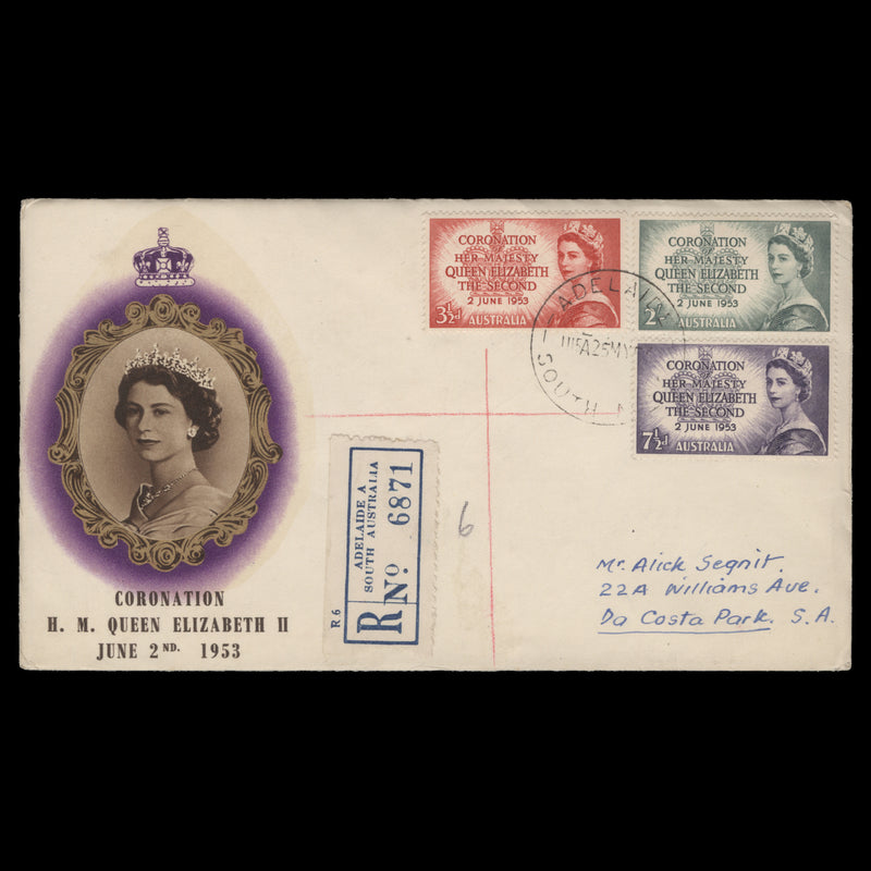 Australia 1953 Coronation first day cover, ADELAIDE