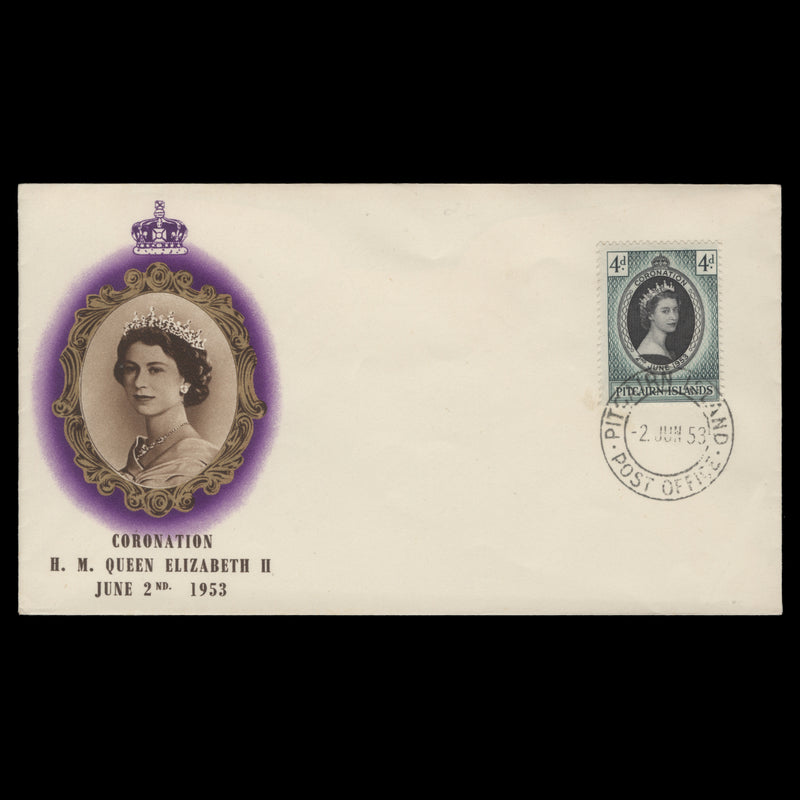 Pitcairn Islands 1953 (FDC) 4d Coronation