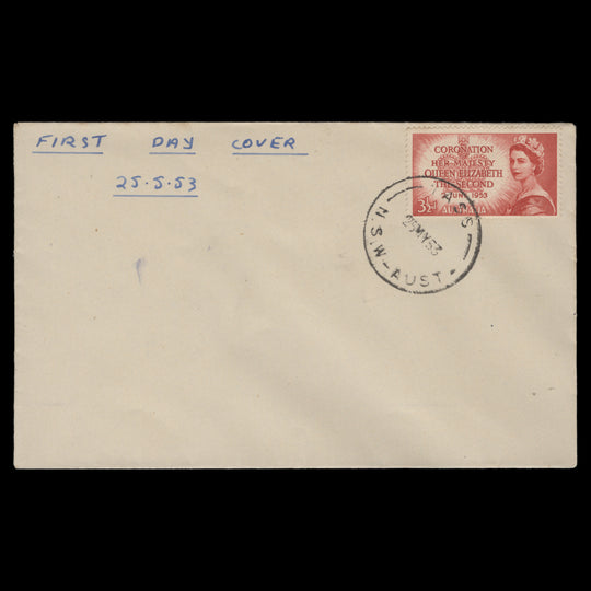 Australia 1953 (FDC) 3½d Coronation, YASS