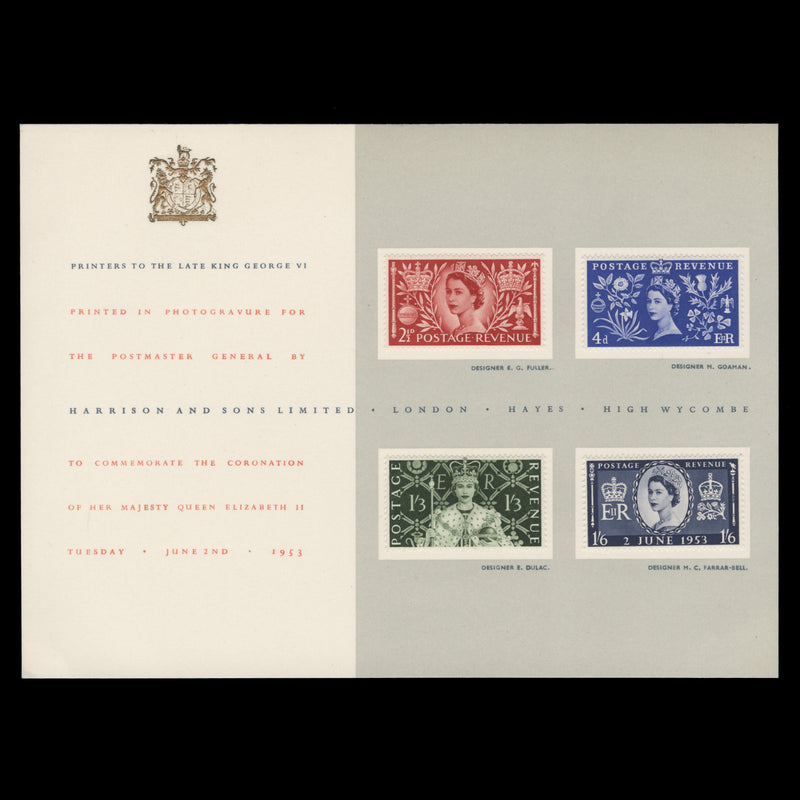 Great Britain 1953 Coronation presentation folder and type I card