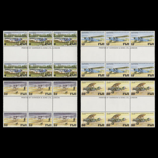 Fiji 1978 (MNH) Aviation Anniversaries gutter imprint blocks
