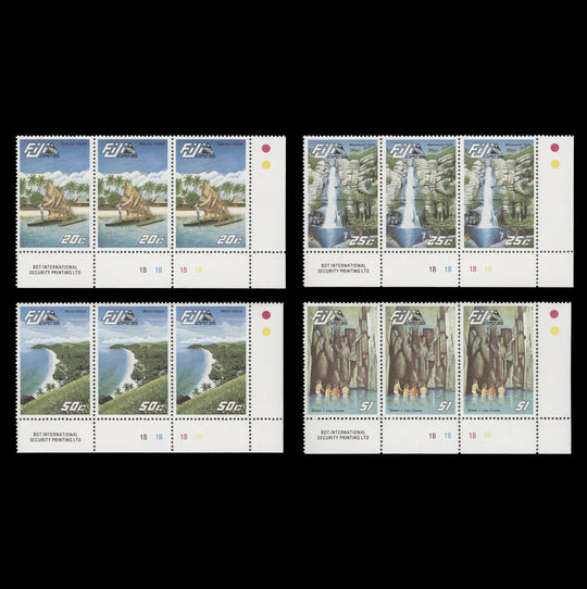 Fiji 1985 (MNH) Expo '85 imprint/plate strips