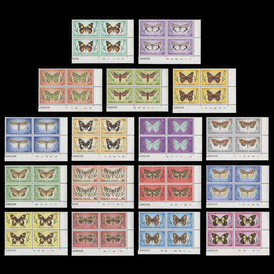 Norfolk Island 1976-77 (MNH) Butterflies & Moths Definitives plate blocks