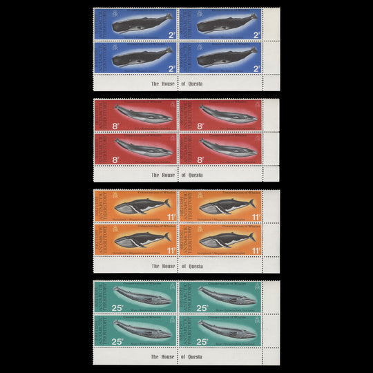 BAT 1977 (MNH) Whale Conservation imprint blocks