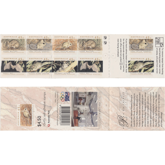 Australia 1992 (Variety) Threatened Species booklet, second reprint, imperf contents