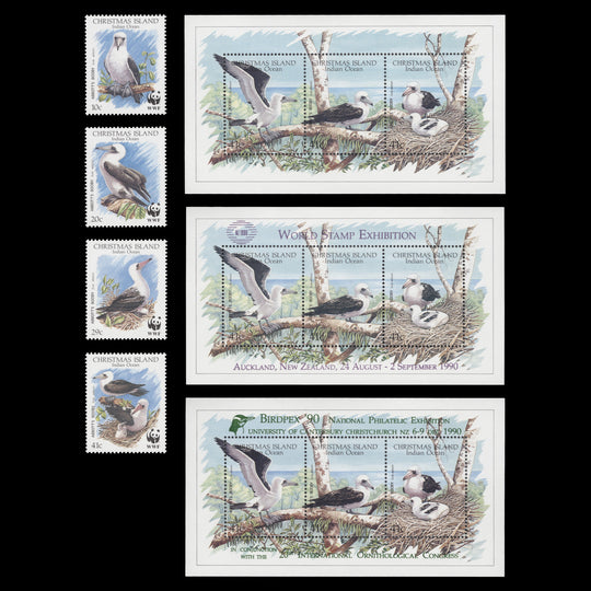 Christmas Island 1990 (MNH) Abbott's Booby set and miniature sheets
