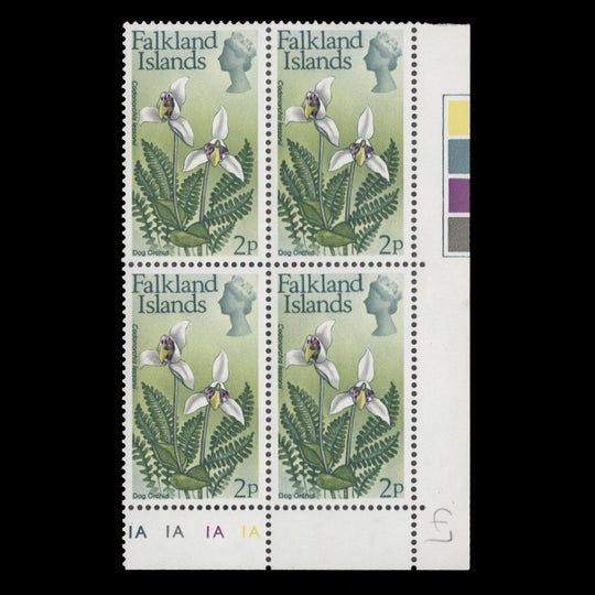 Falkland Islands 1972 (MNH) 2p Dog Orchid plate block