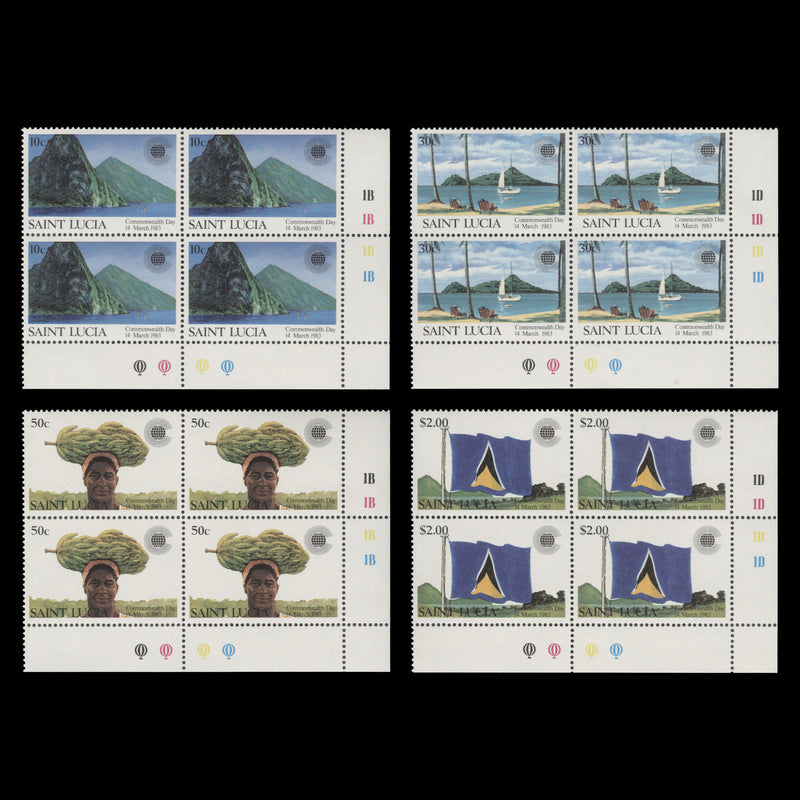 Saint Lucia 1983 (MNH) Commonwealth Day plate blocks