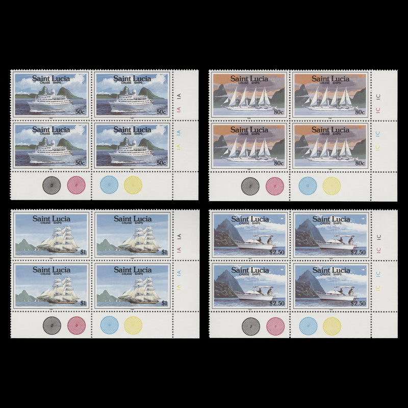 Saint Lucia 1991 (MNH) Cruise Ships traffic light/plate blocks