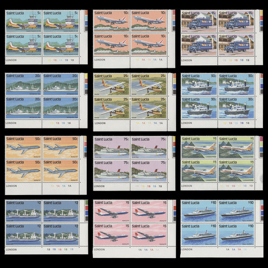 Saint Lucia 1980 (MNH) Transport Definitives plate blocks