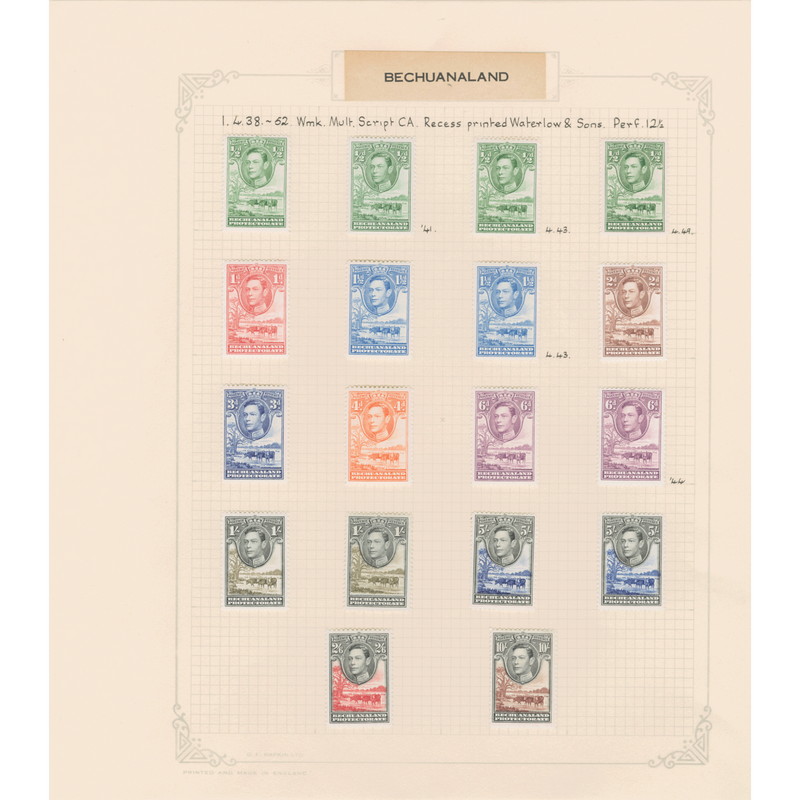 Bechuanaland 1938 (MLH) Baobab & Cattle Definitives