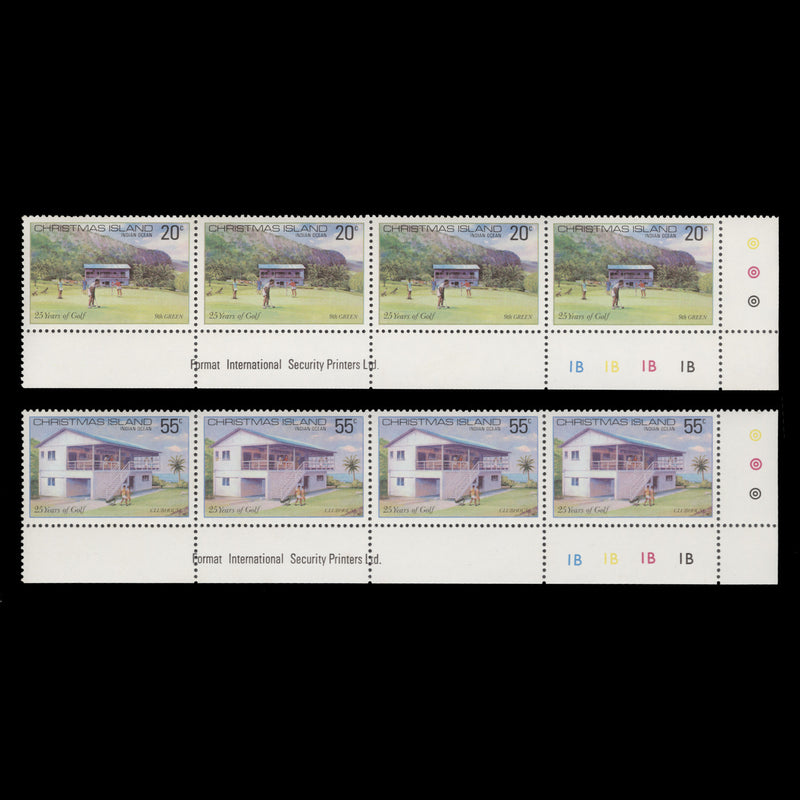 Christmas Island 1980 (MNH) Golf Club Anniversary plate strips