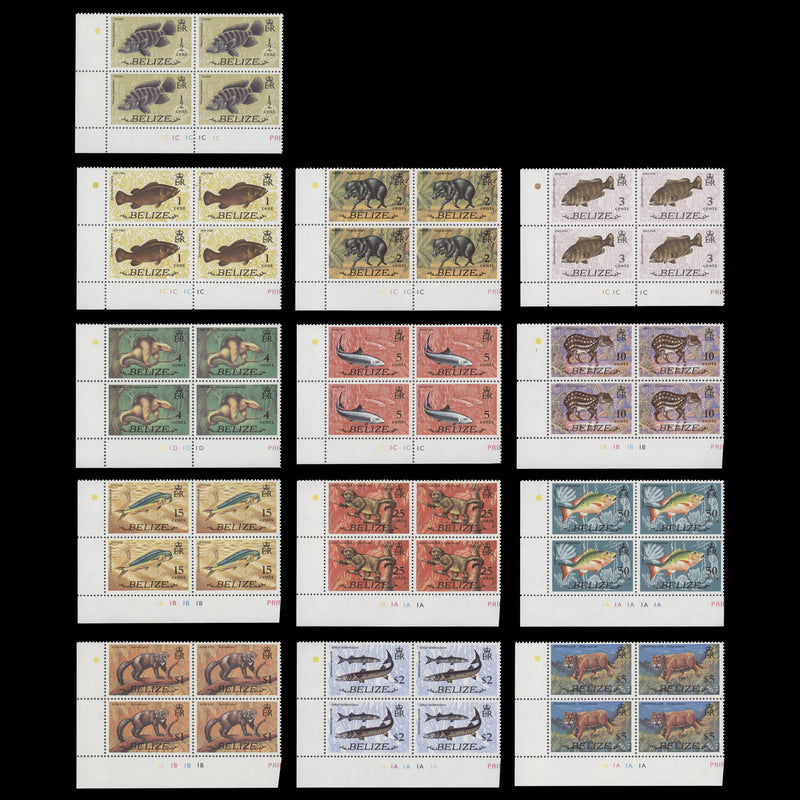 Belize 1974 (MNH) Wildlife Definitives plate blocks