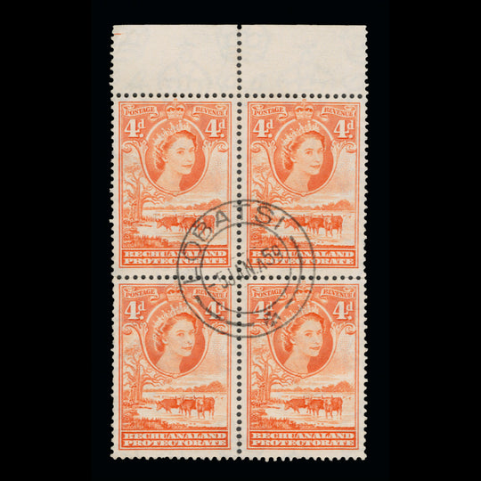 Bechuanaland 1958 (Used) 4d Baobab Tree & Cattle block