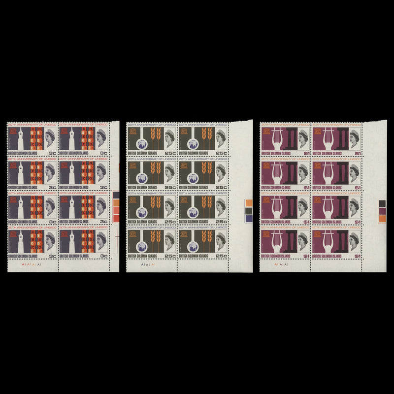 Solomon Islands 1966 (MNH) UNESCO Anniversary plate blocks