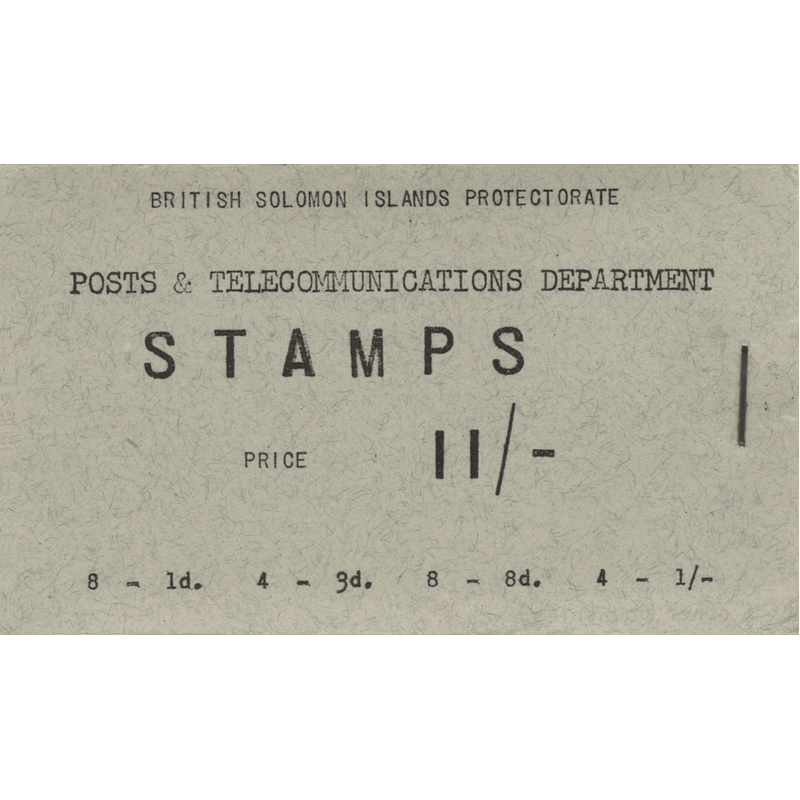 Solomon Islands 1959 11s Grey booklet, stapled at right