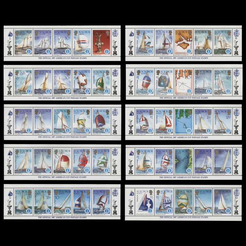 Solomon Islands 1986 (MNH) America's Cup strips