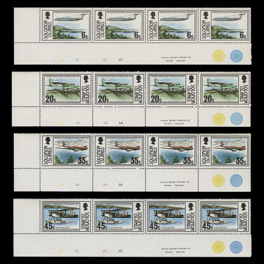 Solomon Islands 1976 (MNH) First Flight to Solomon Islands plate blocks