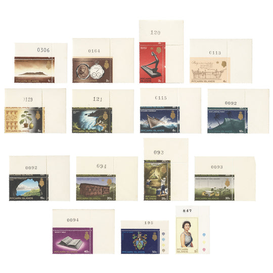 Pitcairn Islands 1969-75 (MNH) Definitives with sheet numbers