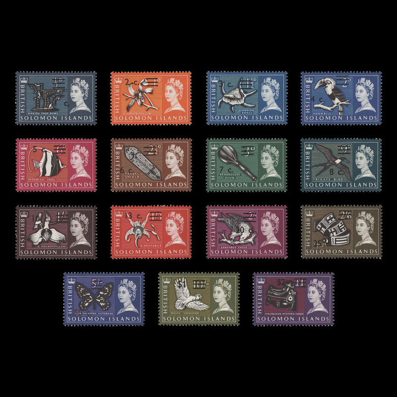 Solomon Islands 1966 (MLH) Decimal Provisionals, upright watermark