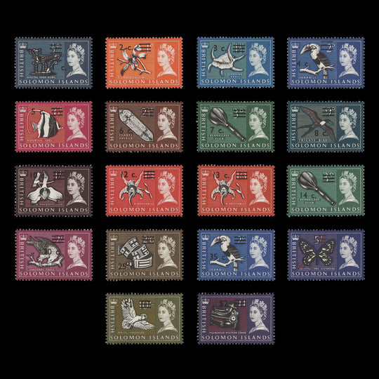 Solomon Islands 1966-67 (MNH) Decimal Provisionals, sideways watermark