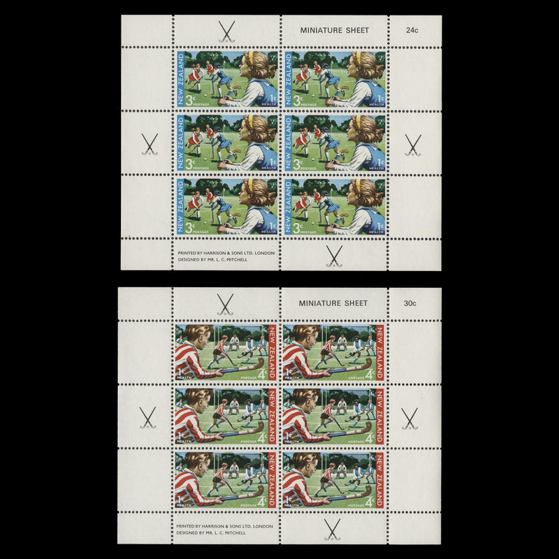 New Zealand 1971 (MNH) Children Playing Hockey miniature sheets