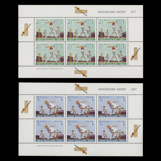 New Zealand 1969 (MNH) Children Playing Cricket miniature sheets