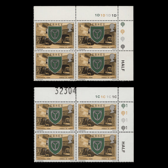 Jersey 1976-78 (MNH) 1p Parish Arms plate blocks