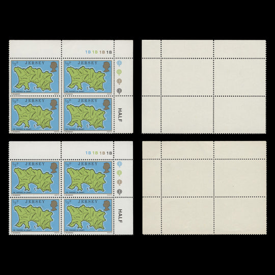 Jersey 1976 (MNH) ½p Map of Parishes plate blocks