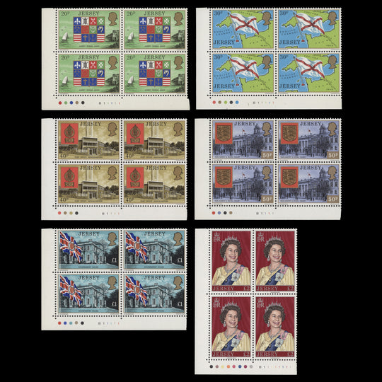 Jersey 1976-77 (MNH) Parish Arms & Views Definitives plate blocks