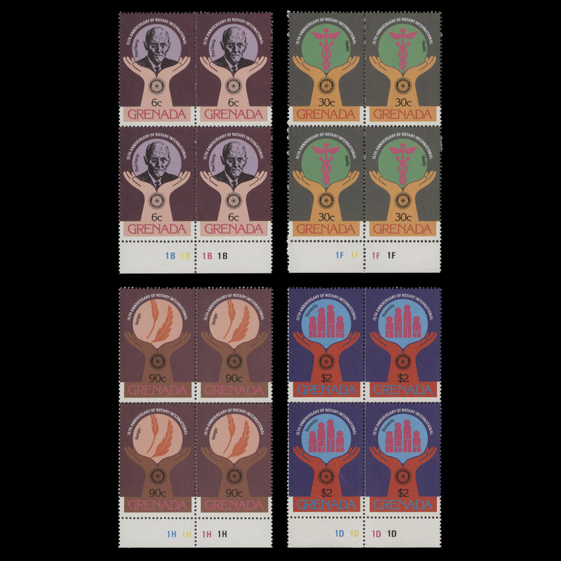 Grenada 1980 (MNH) Rotary International Anniversary plate blocks