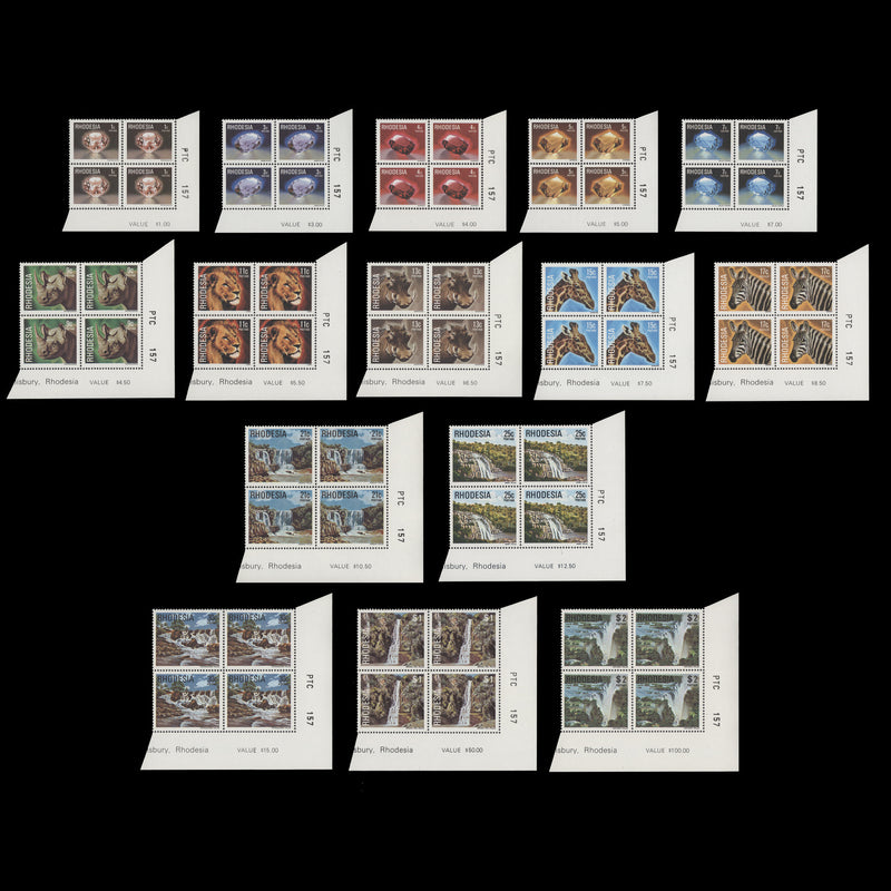 Rhodesia 1978 (MNH) Gems, Wildlife & Waterfalls Definitives sheet value blocks