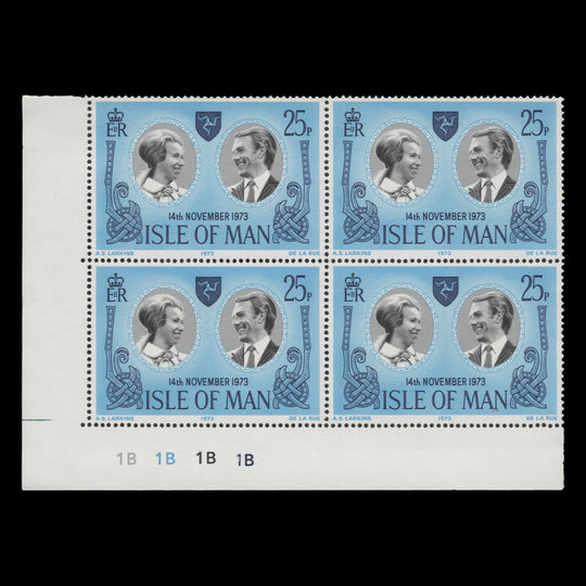 Isle of Man 1973 (MNH) 25p Royal Wedding plate block