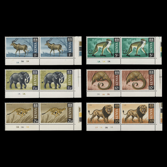 Kenya 1966 (MLH) Wildlife Definitives plate pairs, gum arabic