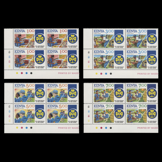 Kenya 1985 (MNH) Girl Guides Anniversary plate blocks