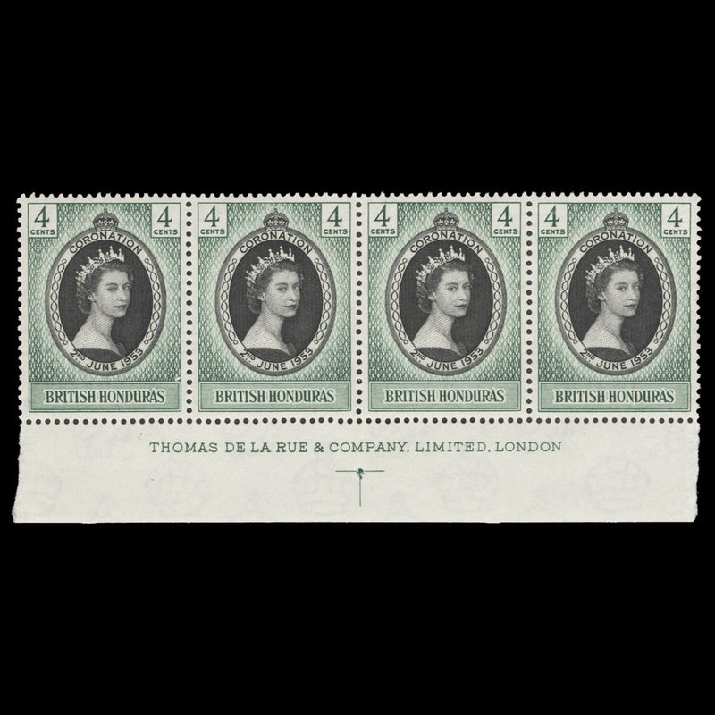 British Honduras 1953 (MNH) 4c Coronation imprint strip